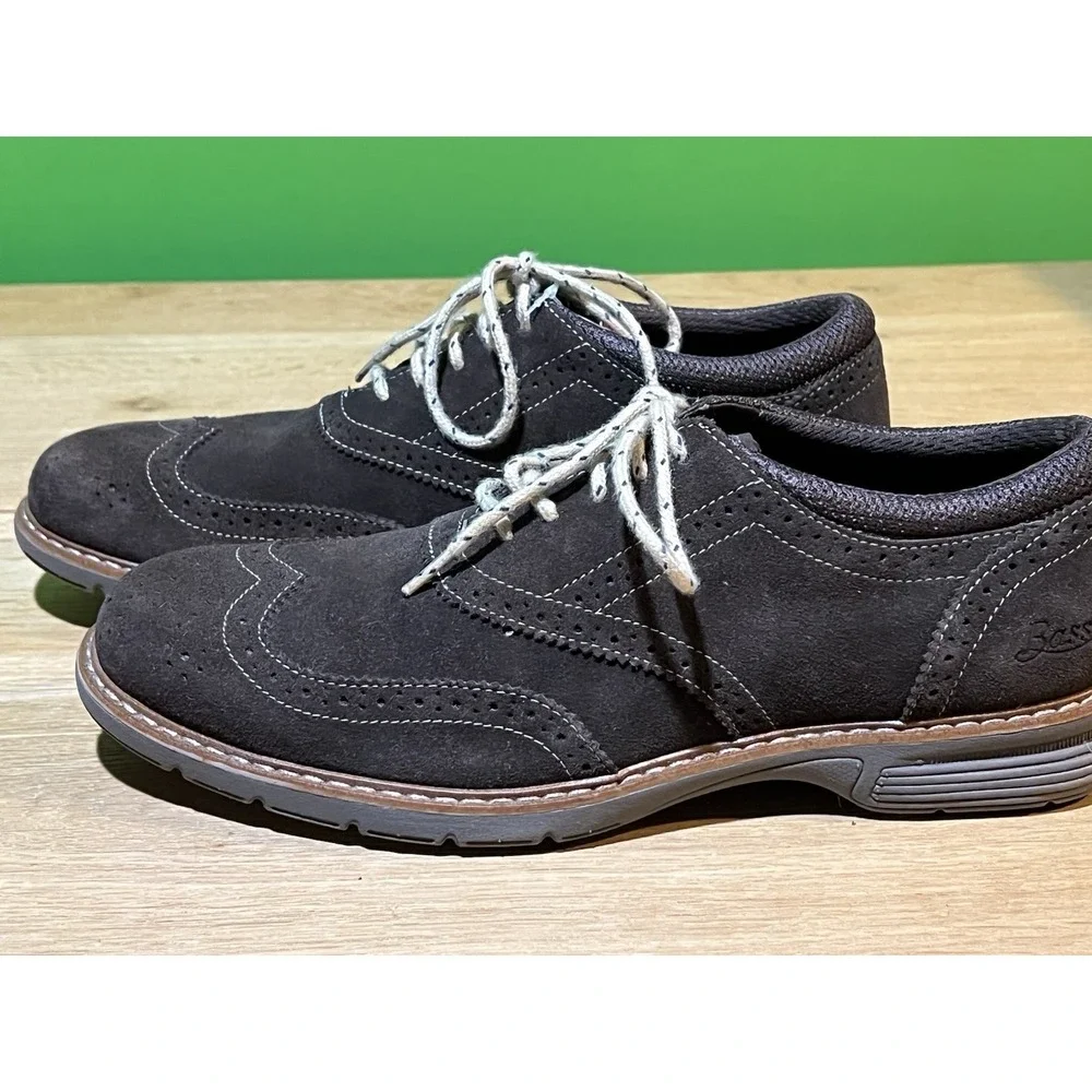 Men's Brown Suede Wingtip Bass Propel Shoes Size 8.5 Preppy Dressy Classic